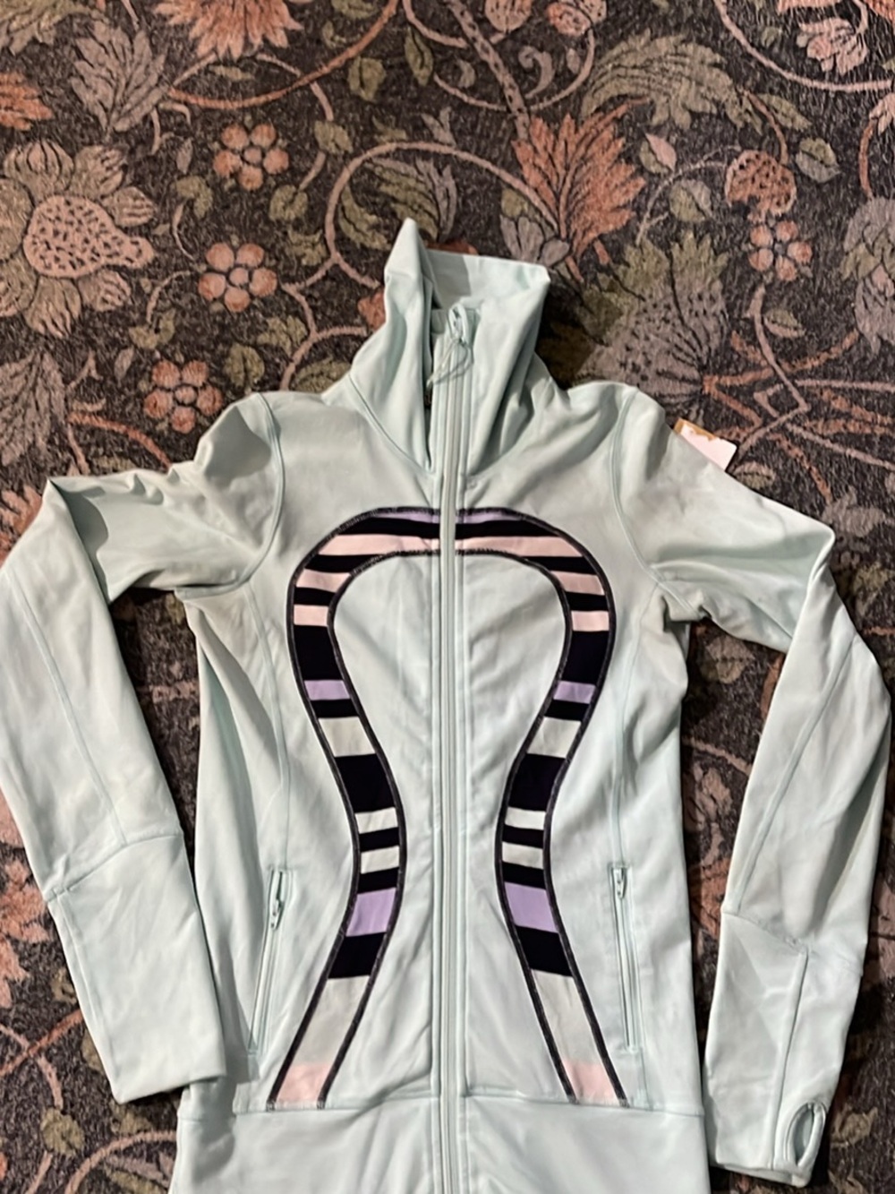lululemon athletica Light Mint Zip Bomber Jacket with Curved Stripe Inset